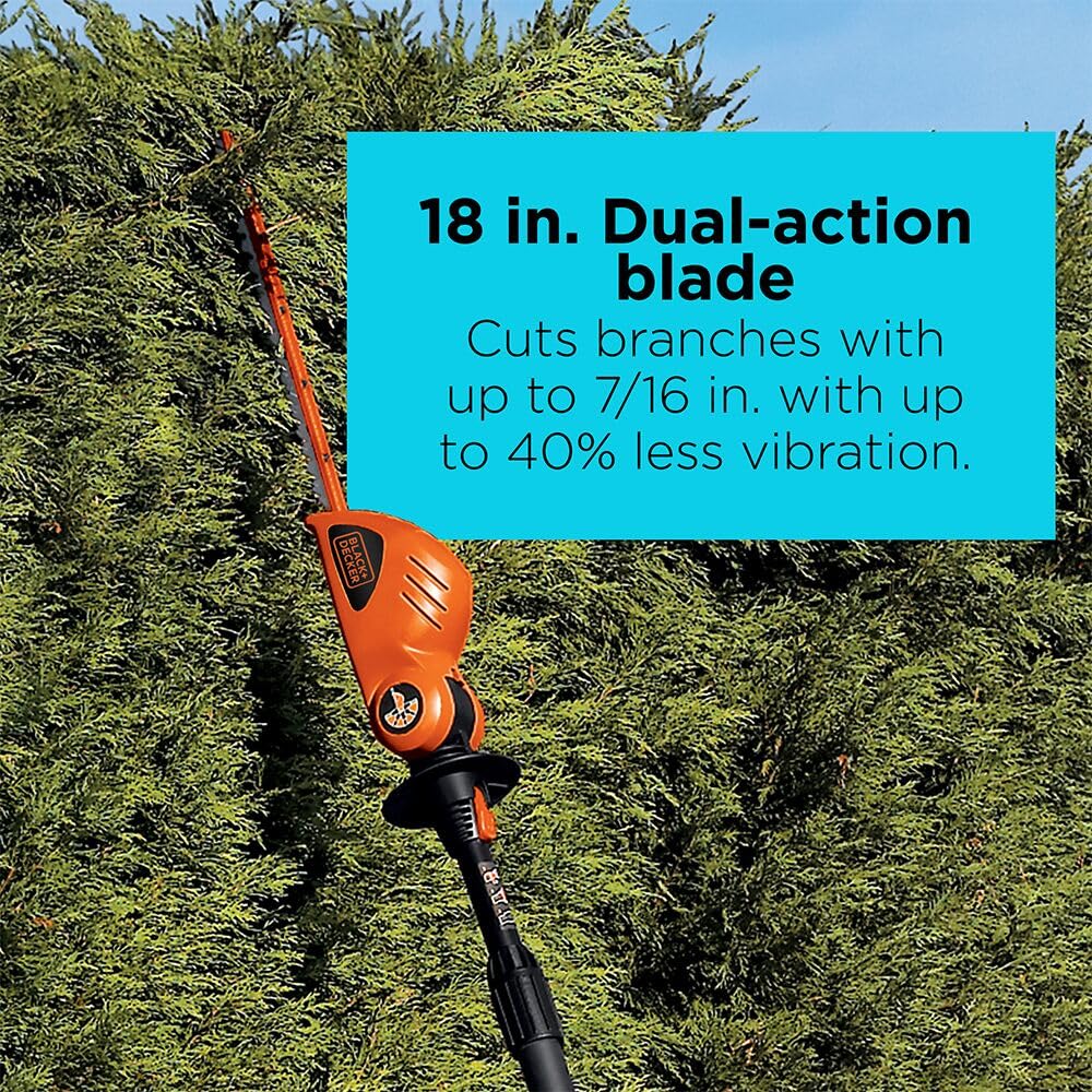BLACK+DECKER LPHT120 lightweight design makes trimming easier for long sessions.