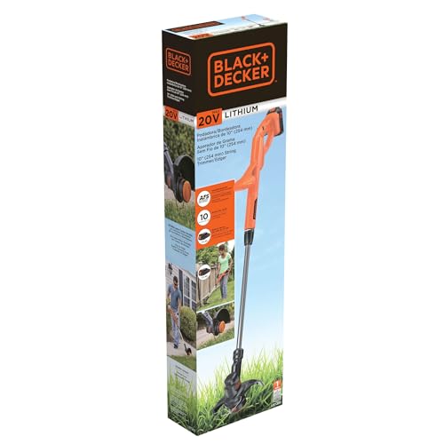 BLACK+DECKER LST201 garden-ready scene demonstrates versatile borders and trimming tasks.