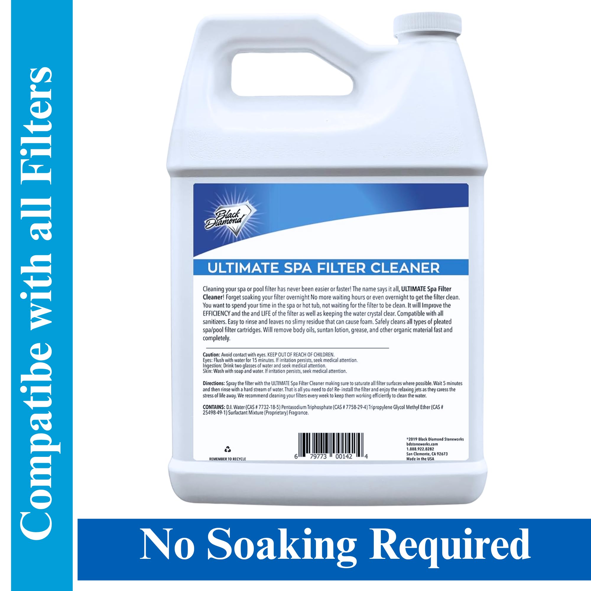 Black Diamond Stoneworks Ultimate Spa Filter Cleaner pour demonstrates quick-action cleaning for spa and pool filters.