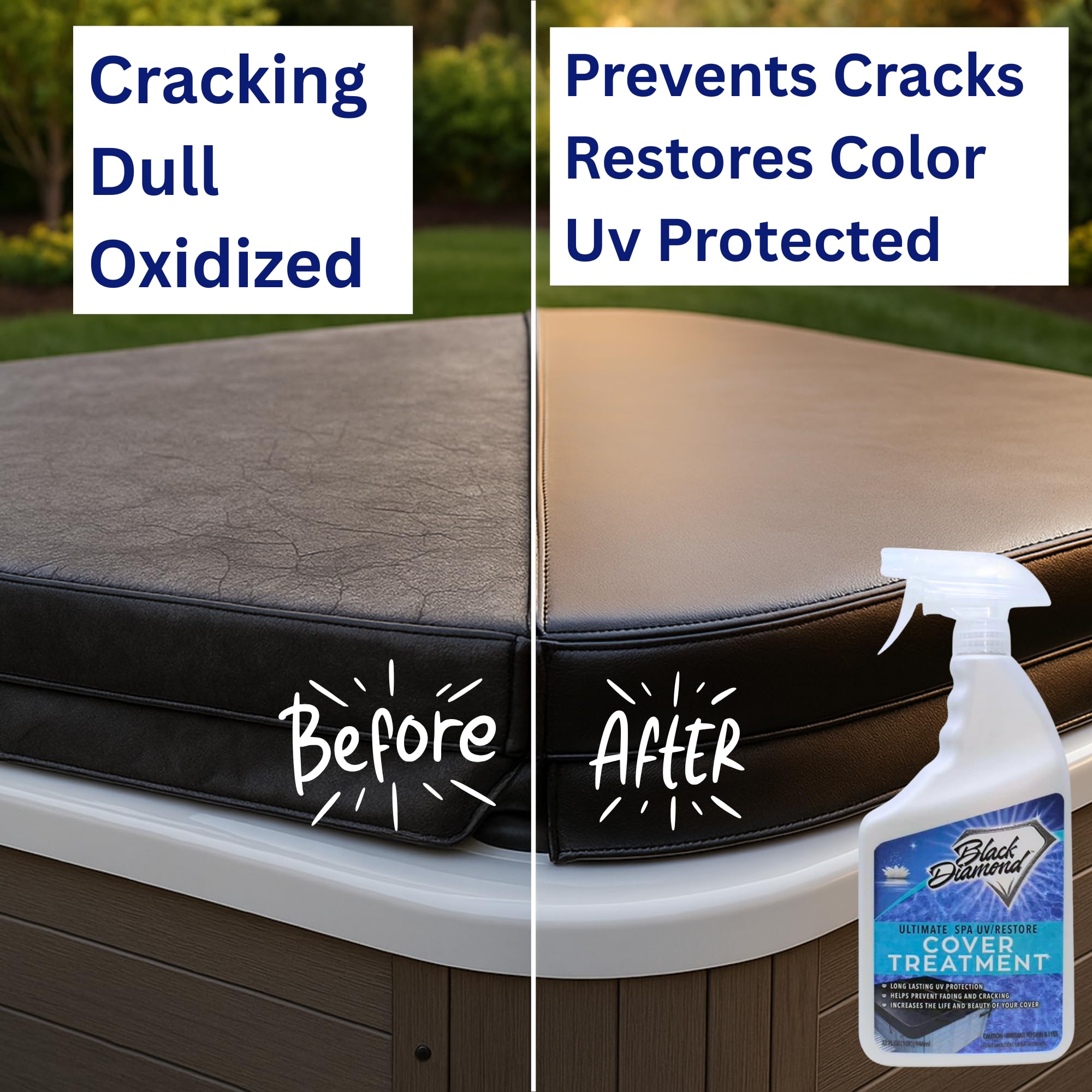 Black Diamond Stoneworks restored spa cover deepened color and added fresh shine.