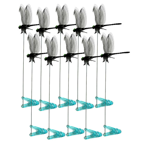 Black dragonfly hat clip closeup showing durable PVC and lifelike wing detail for outdoor decor.