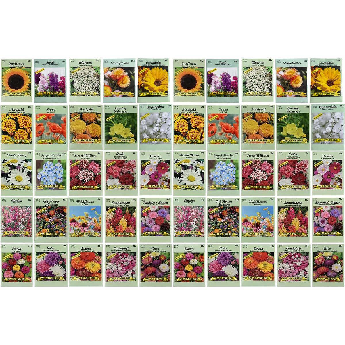 Black Duck Brand 50 flower seed packets ready for planting in your garden.