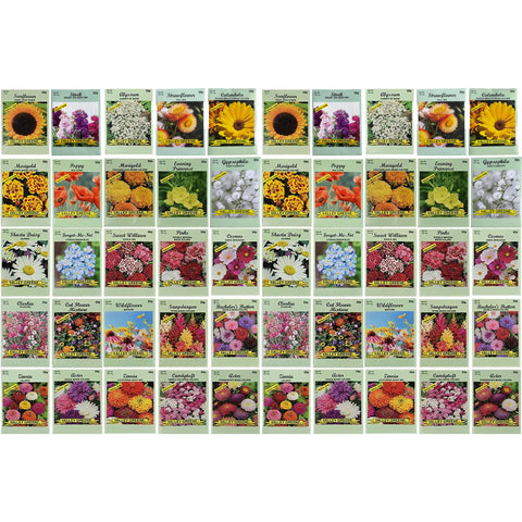 Black Duck Brand 50 flower seed packets ready for planting in your garden.