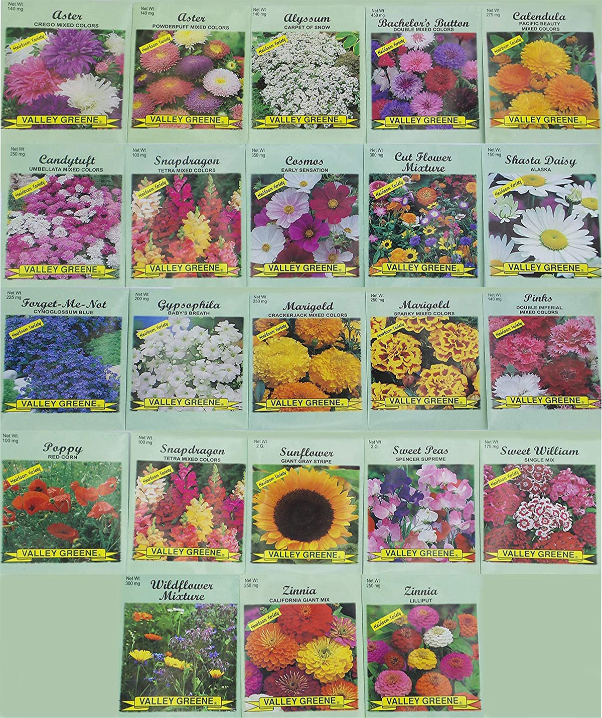 Black Duck Brand Valley Greene seed packets front view for organized planting.