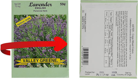 Black Duck Brand variety seeds laid out for an annual and perennial mix with vibrant colors