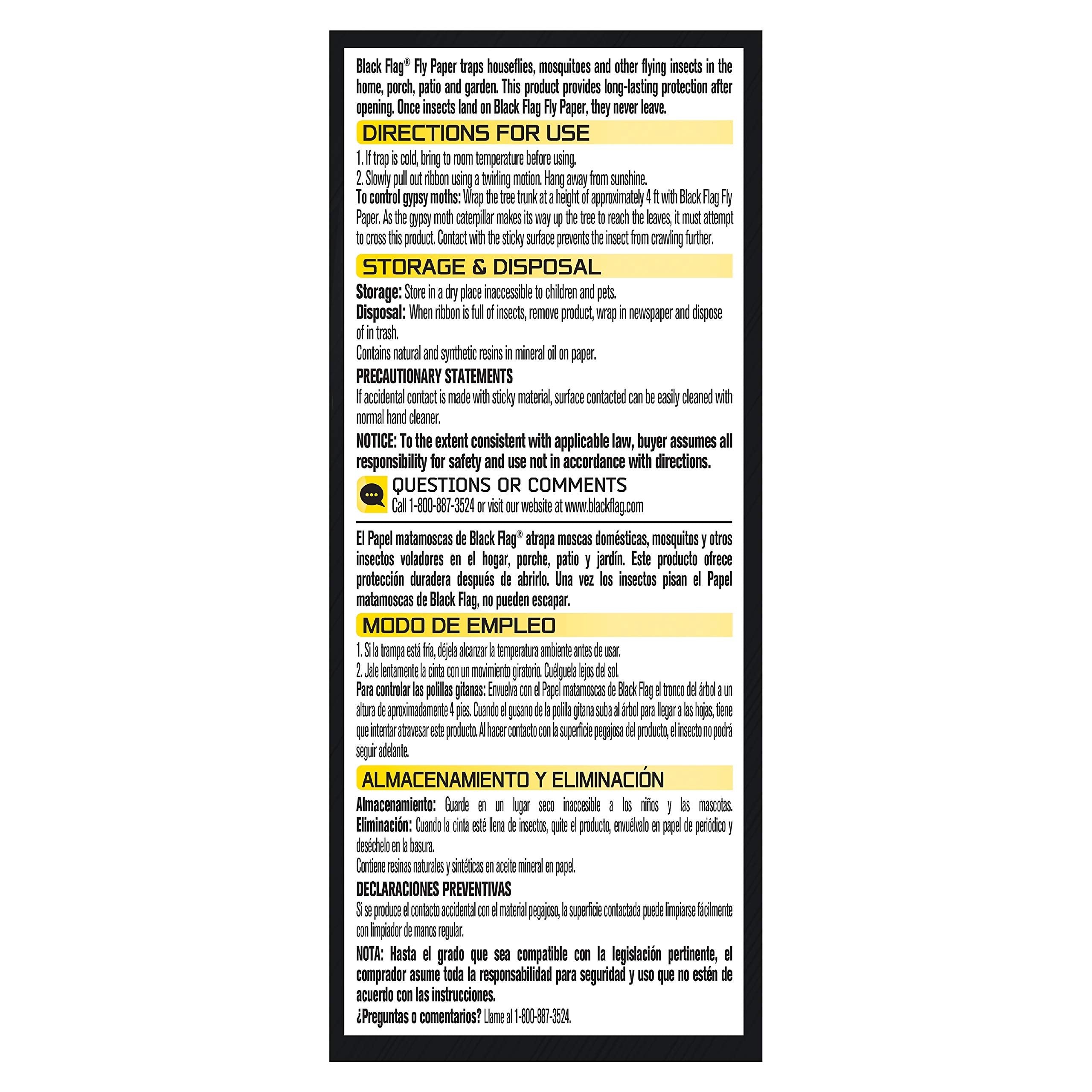 Black Flag Fly Paper 24-pack for long-lasting indoor-outdoor protection.