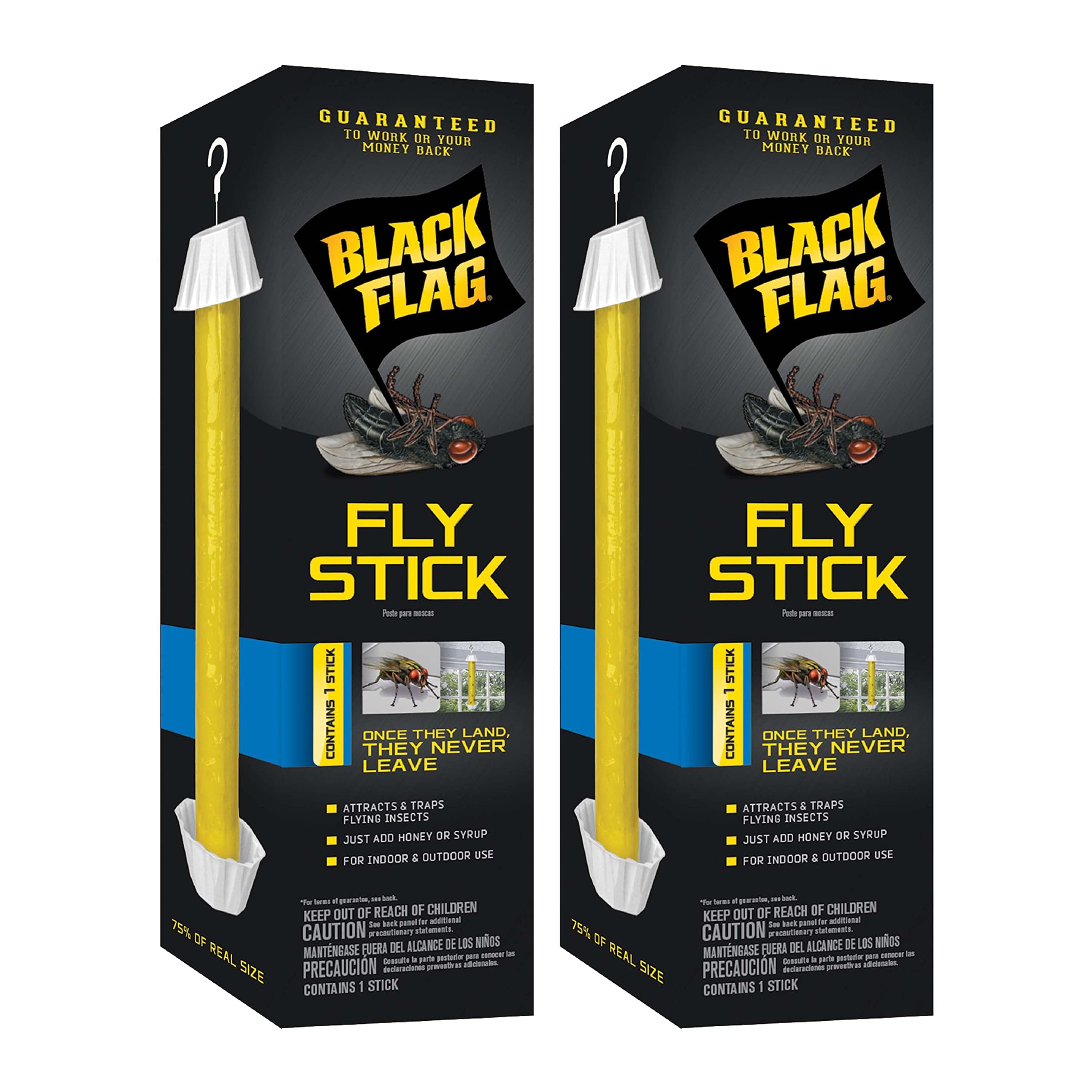 Black Flag Fly Stick package with two sticks, ready for quick room coverage.