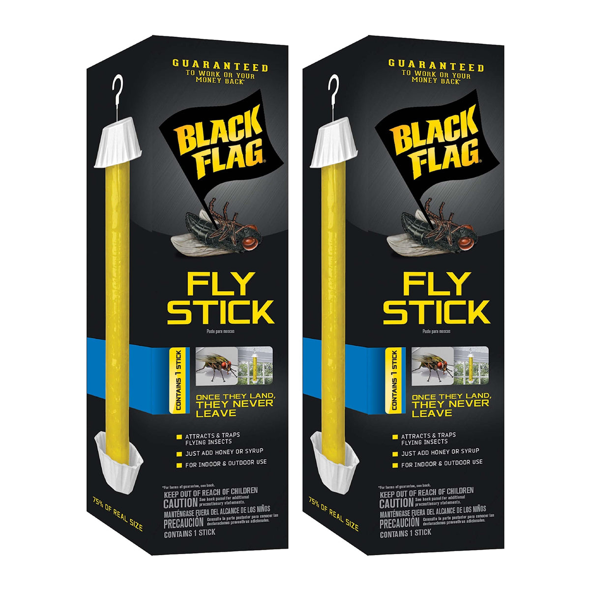 Black Flag Fly Stick package with two sticks, ready for quick room coverage.