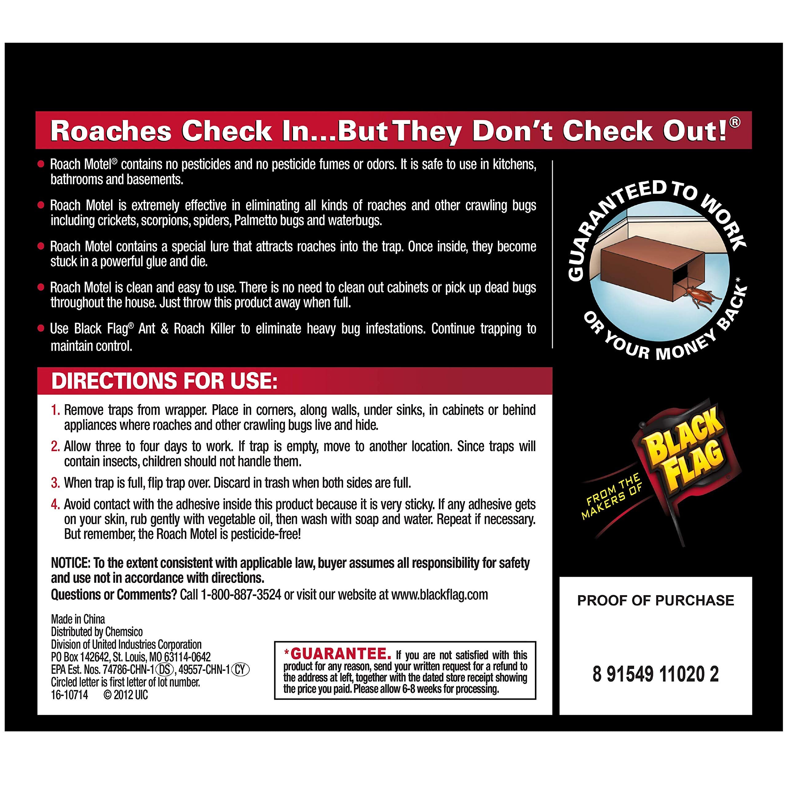 Black Flag Roach Motel Traps kitchen-corner-setup shows discreet placement under sinks and behind appliances