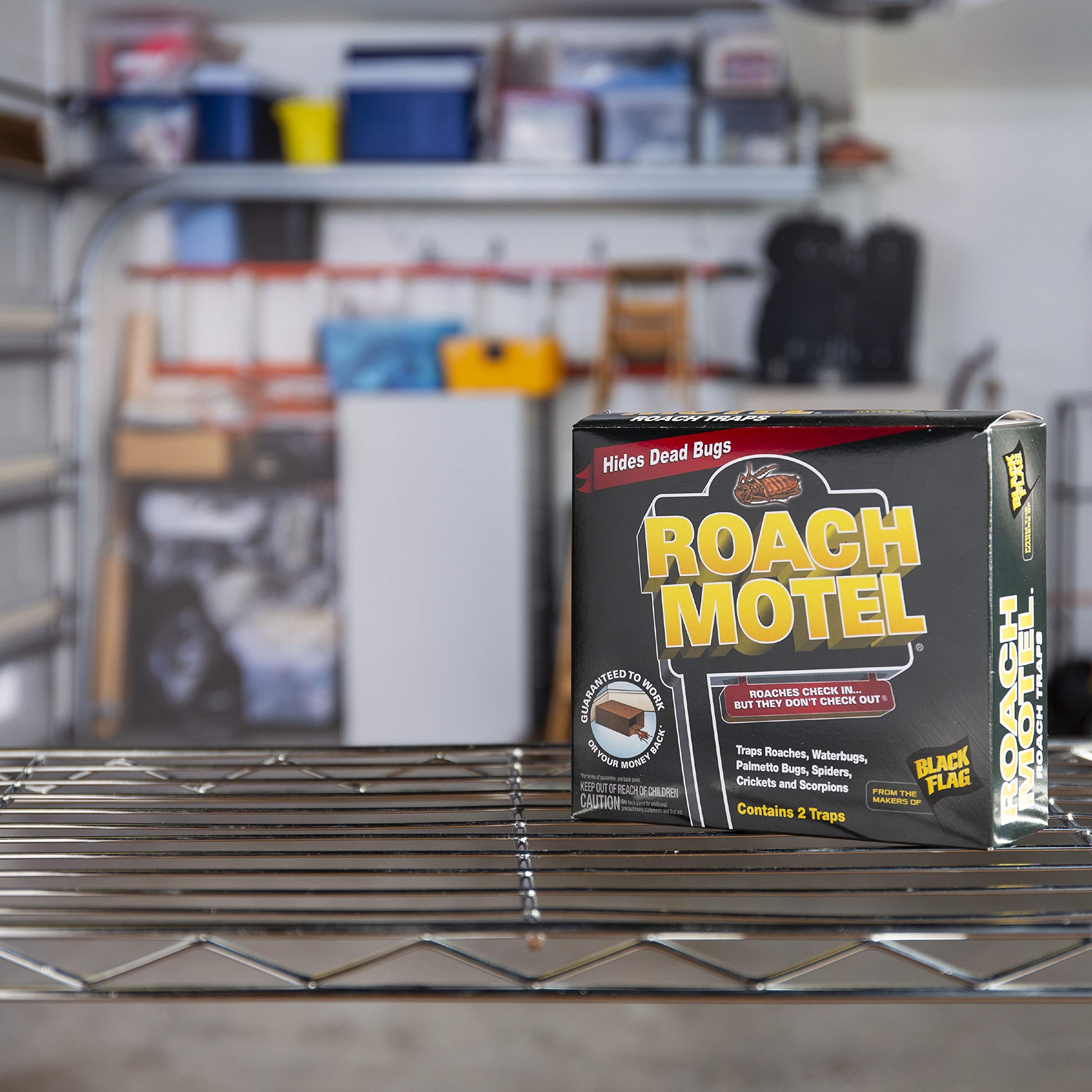Black Flag Roach Motel Traps two-count-pack shows ready-to-deploy pest solution
