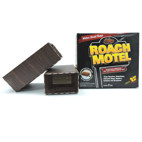 Black Flag Roach Motel traps box view, showcasing safe-to-use packaging for kitchens.