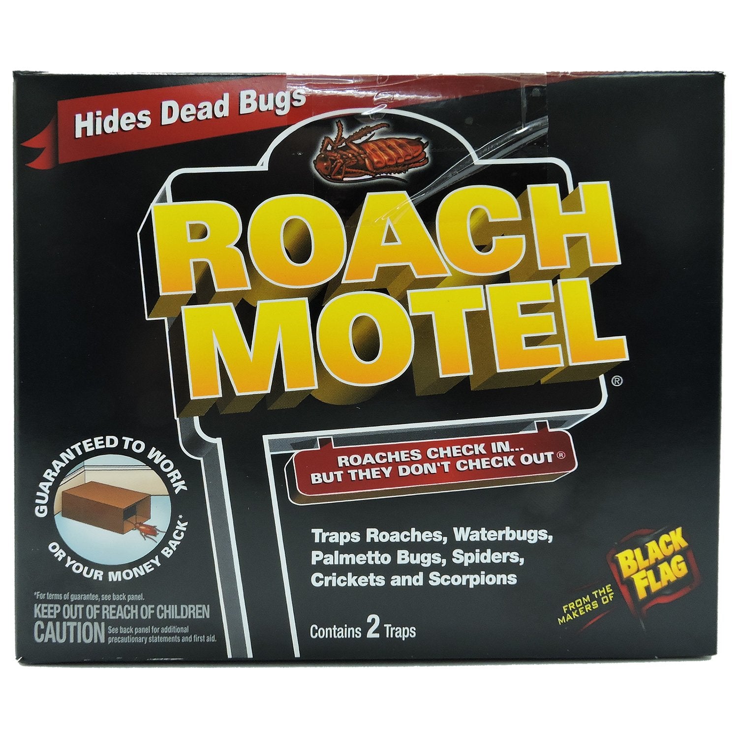 Black Flag Roach Motel two-trap pack close-up, easy disposal.