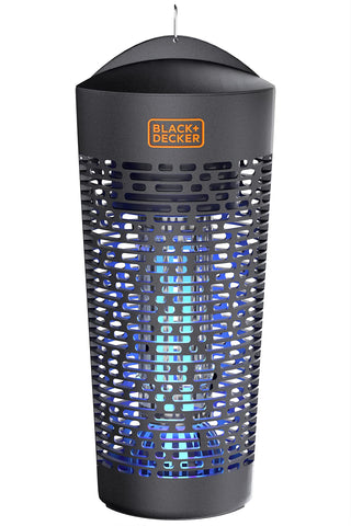 Black+Decker bug zapper hanging lantern design for outdoor use and insect control.