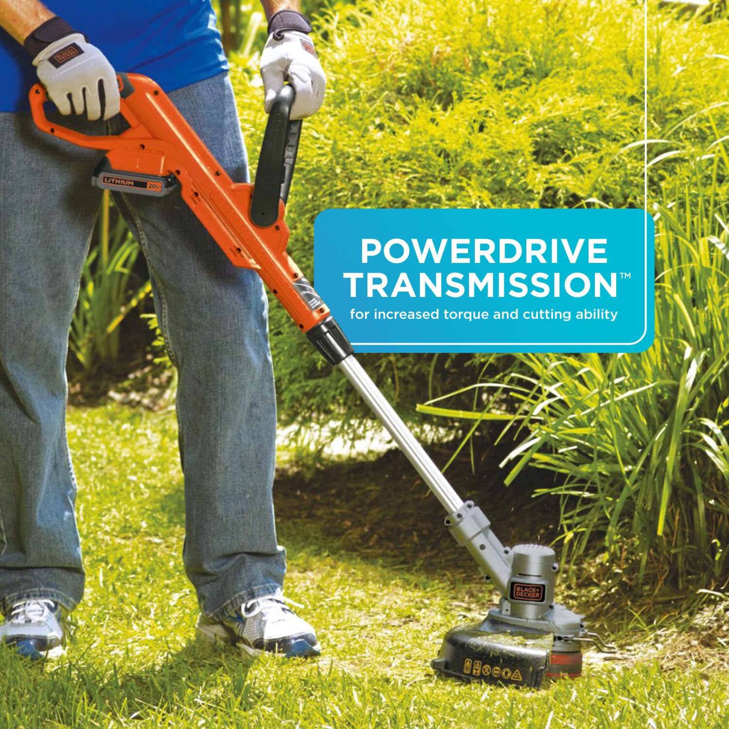 BLACK+DECKER LST300 12-inch cutting swath speeds up cleanup.