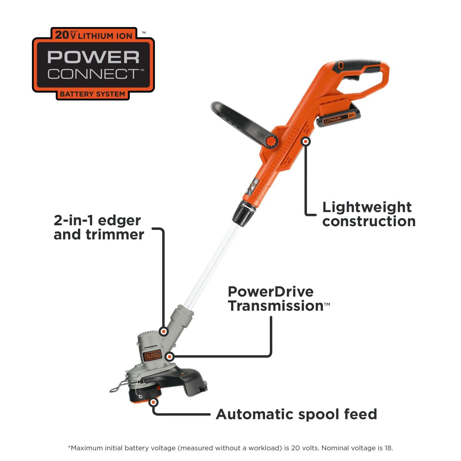 BLACK+DECKER LST300 automatic feed spool reduces bumping and downtime.