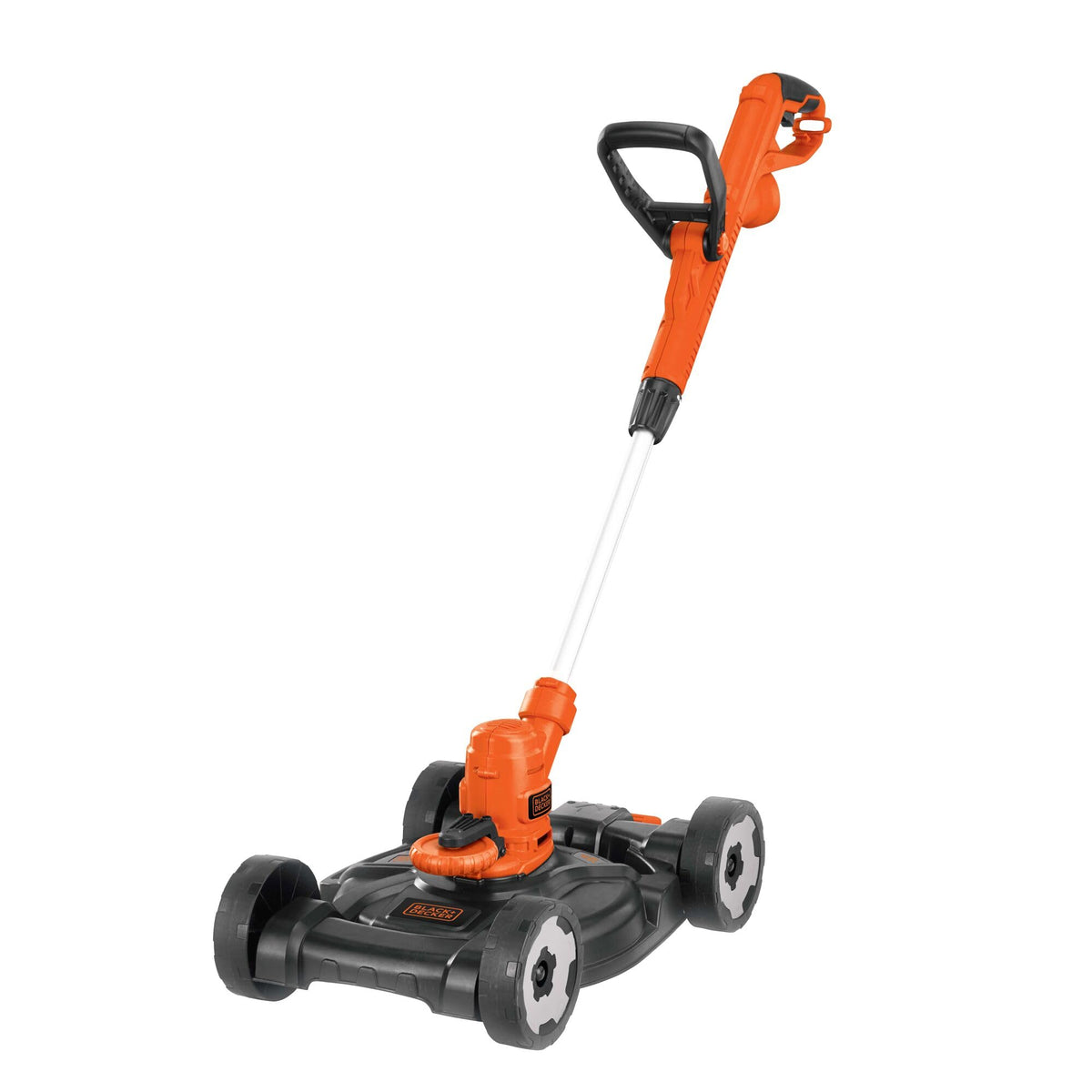 BLACK+DECKER MTE912 3in1 mower deck enables precise edging in tight spaces.