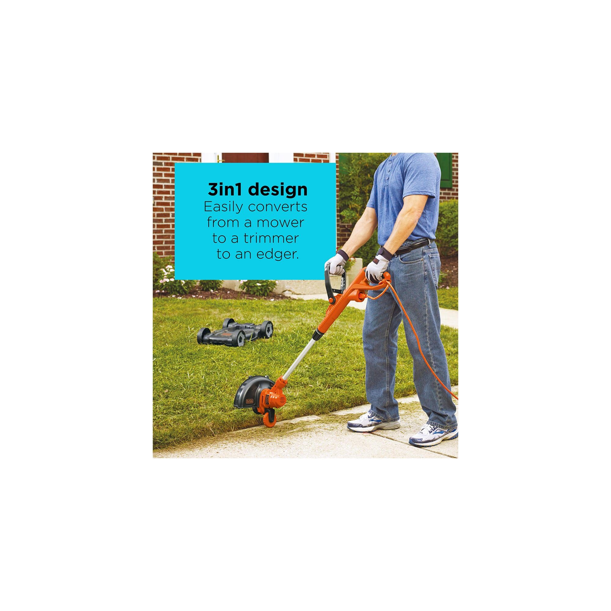 BLACK+DECKER MTE912 6point5-amp motor powers smooth yard trimming.