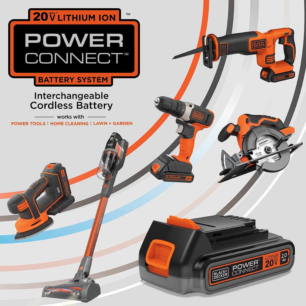 BLACK+DECKER 20V MAX blower shows built in scraper for stubborn debris.