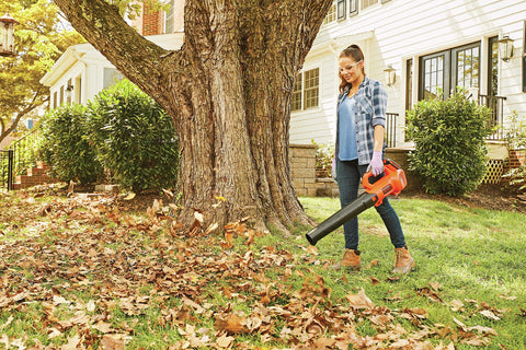 BLACK+DECKER 20V MAX blower with ergonomic grip reduces fatigue during use.
