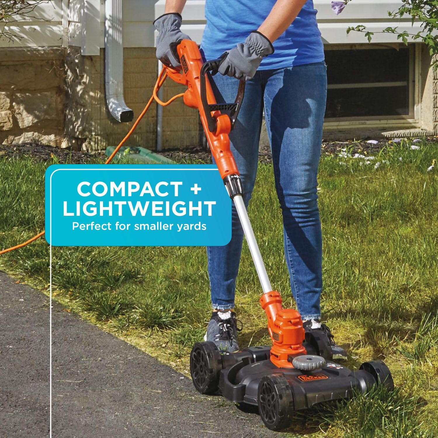 BLACK+DECKER BESTA512CM 6.5-amp motor powers through dense growth.