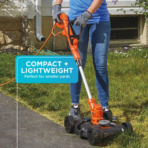 BLACK+DECKER BESTA512CM 6.5-amp motor powers through dense growth.