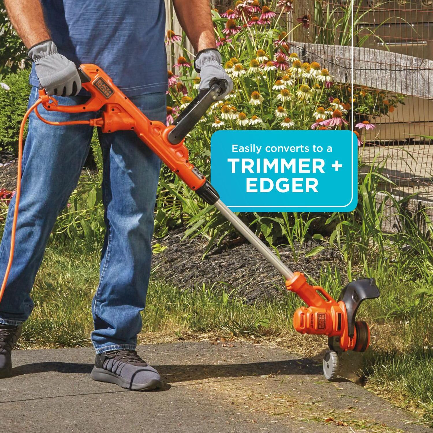 BLACK+DECKER BESTA512CM POWERDRIVE transmission boosts performance in thick grass.