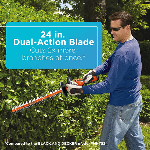 BLACK+DECKER 24-inch dual-action blades reduce vibration for smoother cuts.