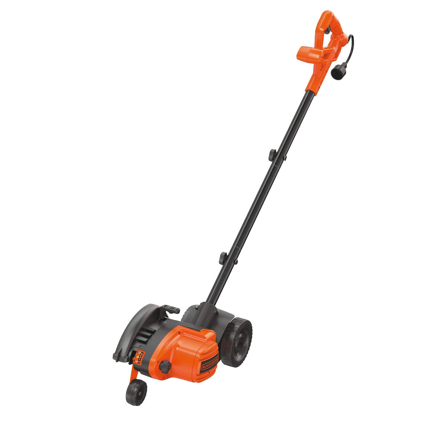 BLACK+DECKER LE760FF edger in action shaping clean lawn borders along a driveway.