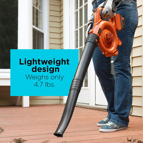 BLACK+DECKER blower tube scraper loosens compact leaves