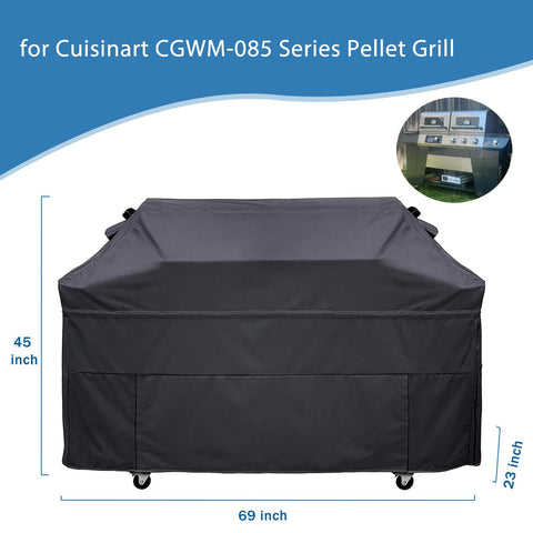 Blackhoso 69-inch grill cover side view shows a snug fit and durable fabric
