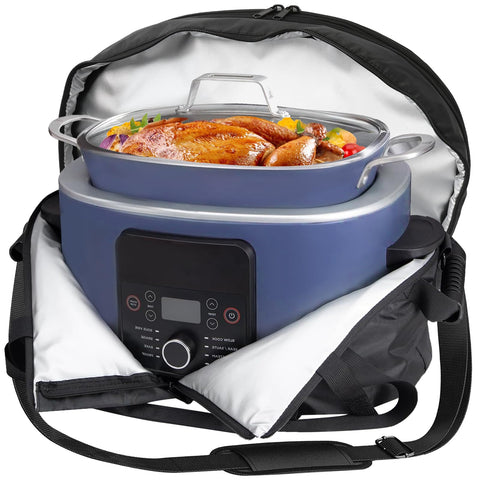 Blackhoso Ninja Crock Pot carry bag back view with secure transport.