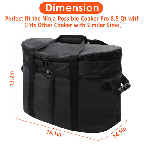 Blackhoso Ninja Crock Pot carry bag front opening for easy loading.