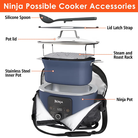 Blackhoso Ninja Crock Pot carry bag internal straps keeping cooker secure.