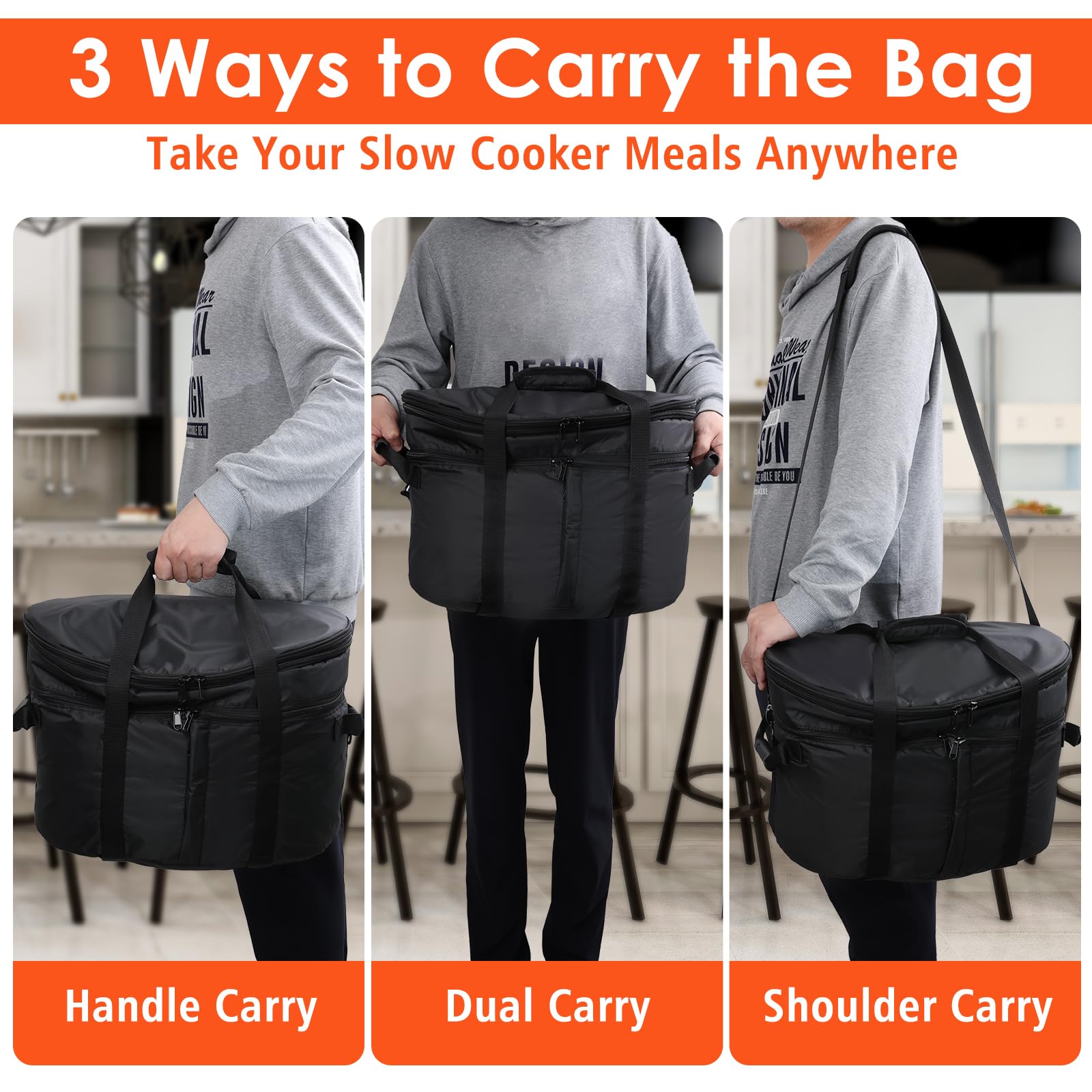 Blackhoso Ninja Crock Pot carry bag thermal liner keeps meals warm.