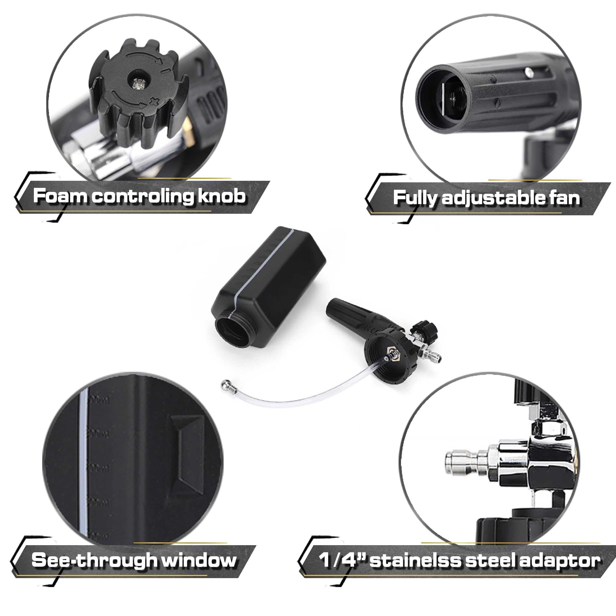 Blackline stainless fittings resist rust and prolong tool life.
