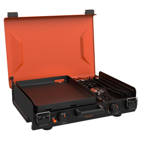 Blackstone 2364 camping griddle in briefcase with secure latch for easy transport
