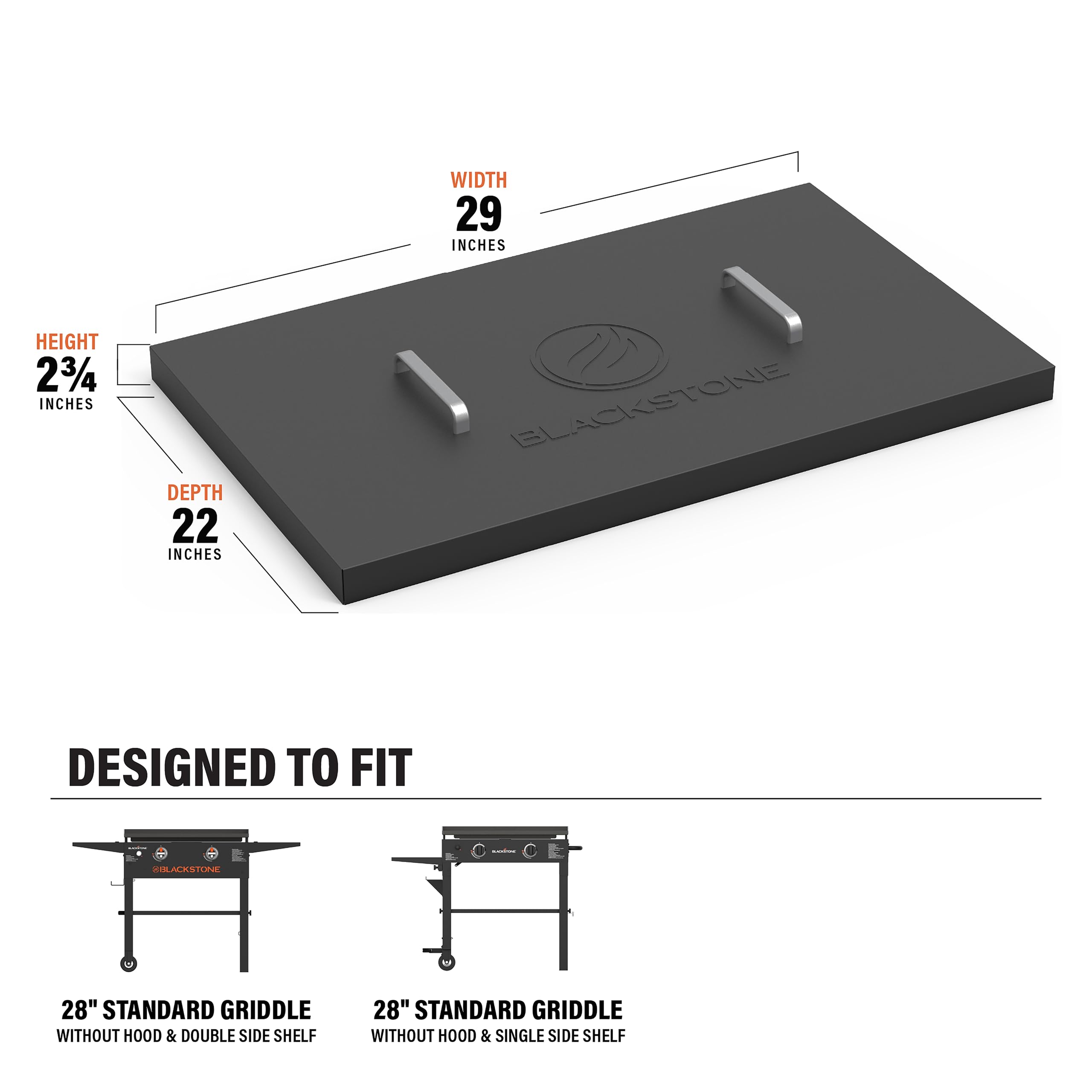 Hanging brackets on the BLACKSTONE 5003 hard cover keep it off the cooking area