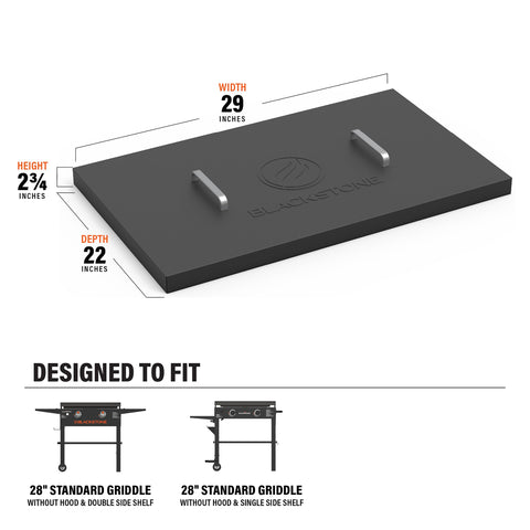 Hanging brackets on the BLACKSTONE 5003 hard cover keep it off the cooking area