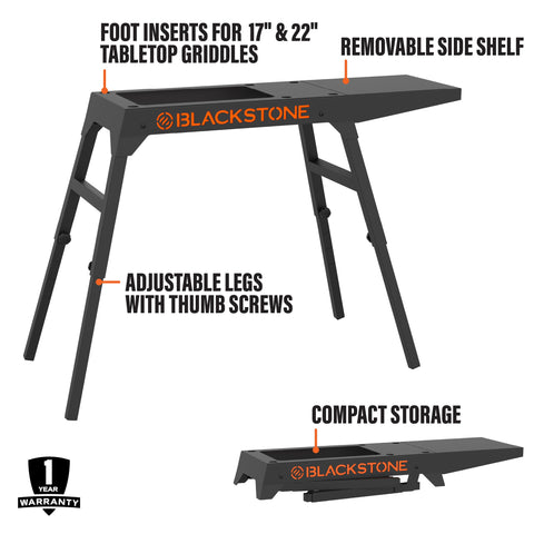 Blackstone 5013 powder-coated steel frame for durability.