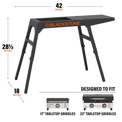 Blackstone 5013 removable side shelf adds extra prep space.