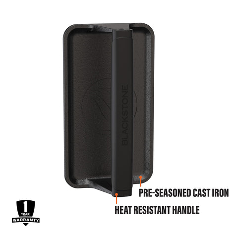 Blackstone 5553 heat-resistant rubber handle provides secure grip during pressing