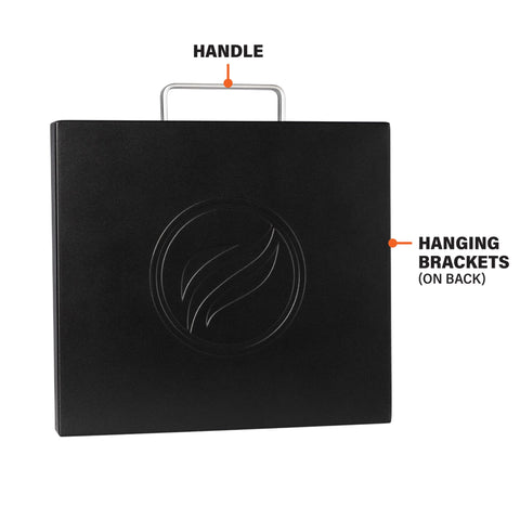 Blackstone 5701 hard cover back view with hanging brackets for convenient storage