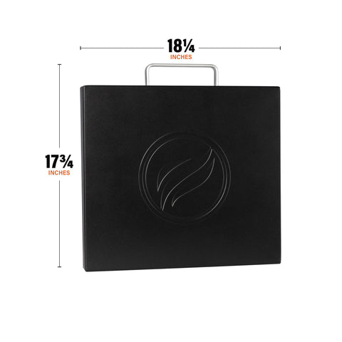 Blackstone 5701 17 inch tabletop griddle in use with cover on for protection