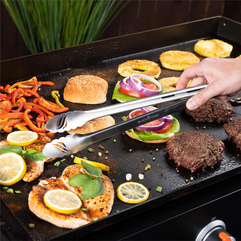 Blackstone original tongs offer durable grip for flipping and serving