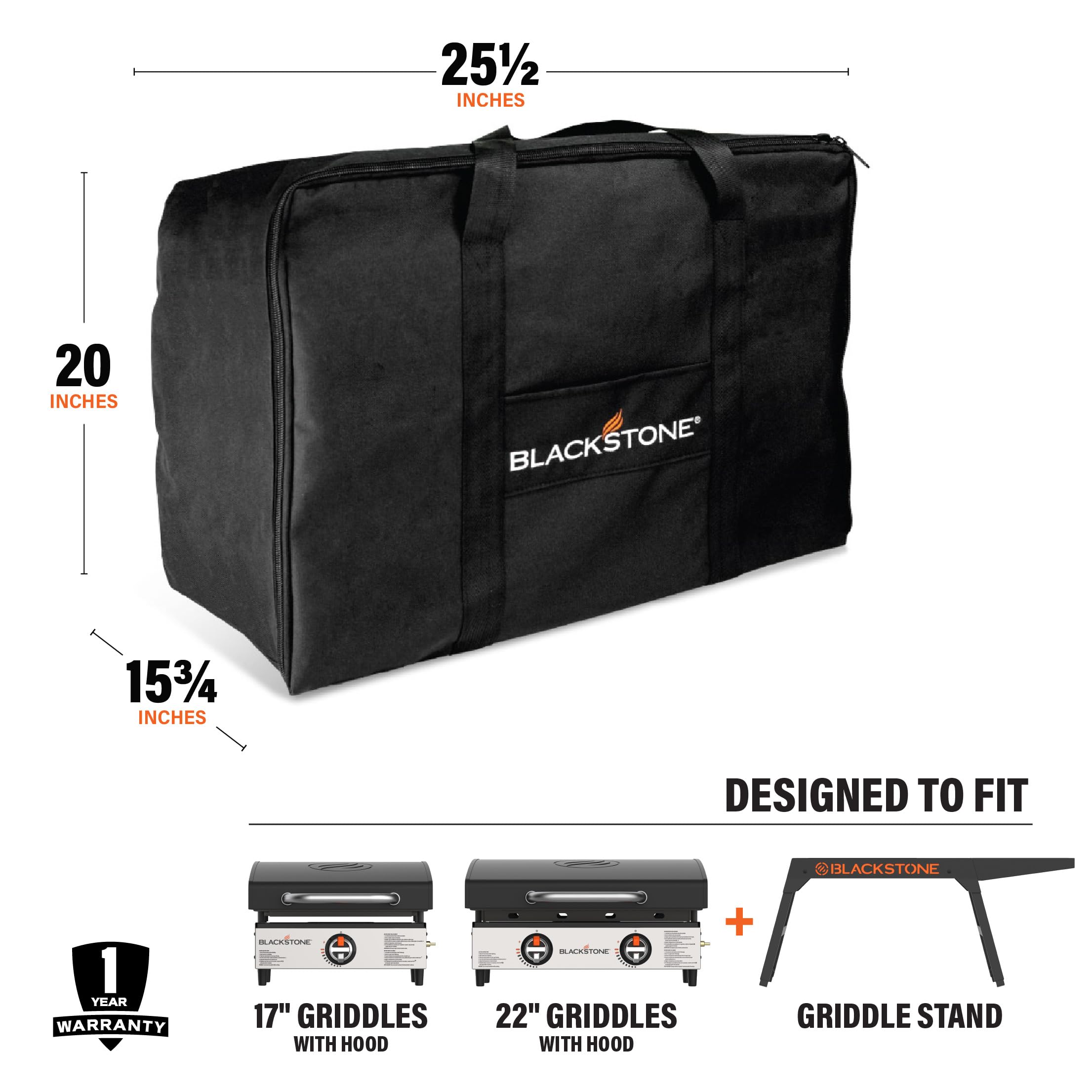 Rugged zipper and handle support easy transport of your Blackstone griddle