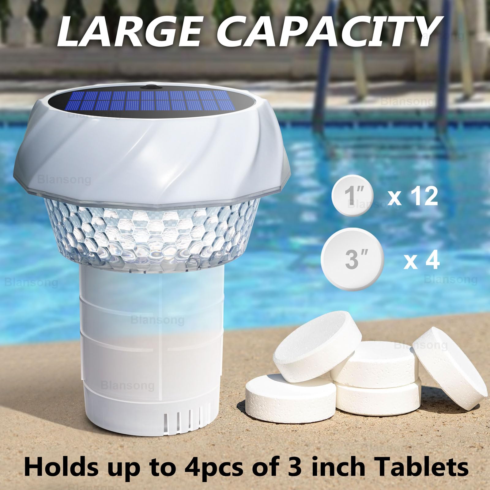 Blansong color modes illuminate pool edges at night with LEDs