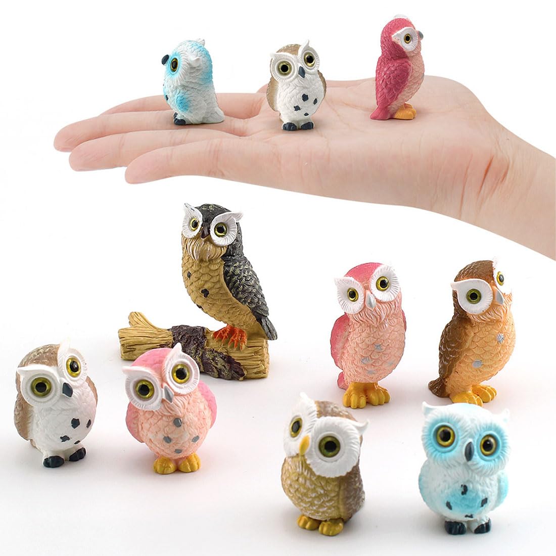 BLAPNK miniature owl figurines set for fairy gardens and terrarium crafts.