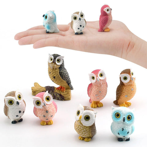 BLAPNK miniature owl figurines set for fairy gardens and terrarium crafts.