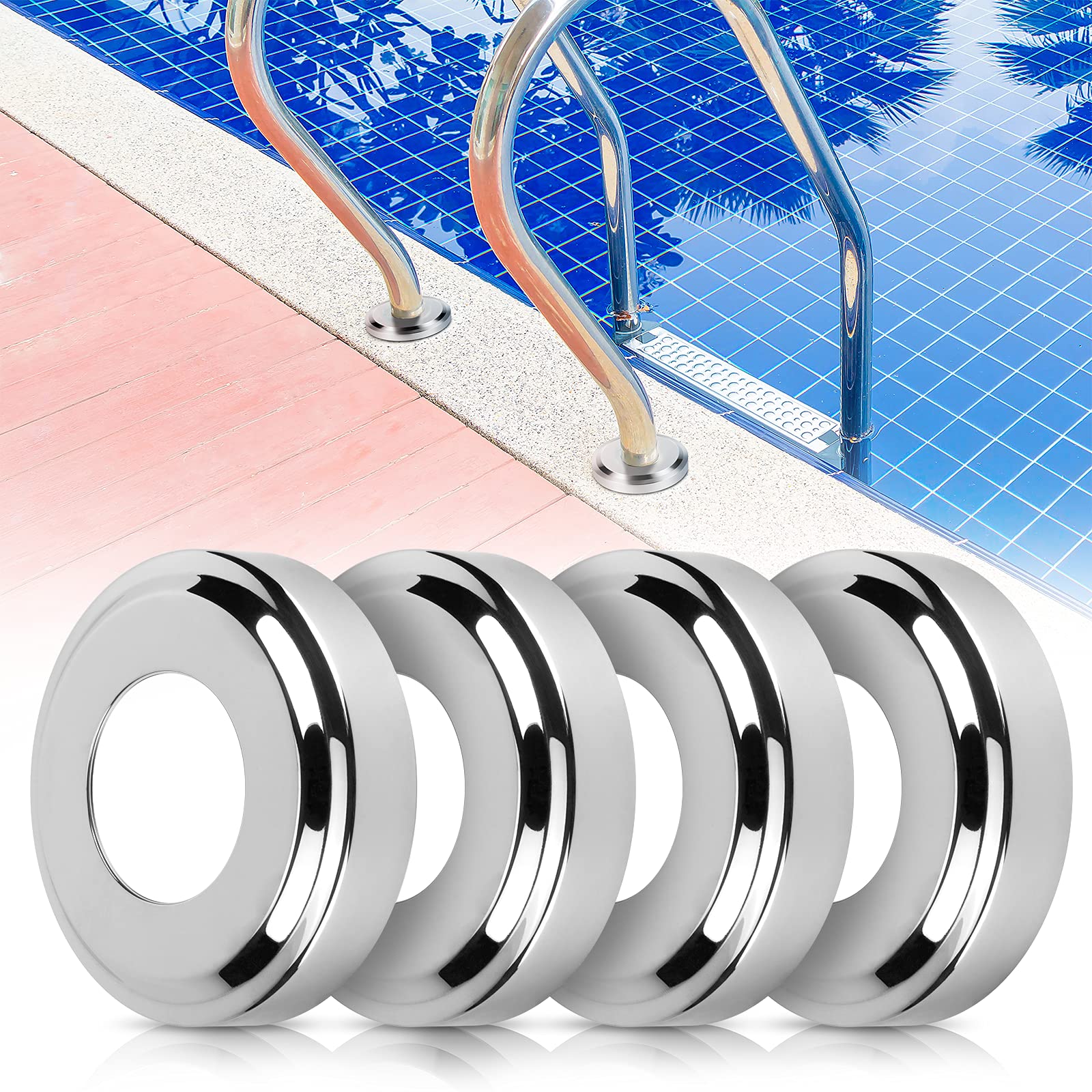 Blasoul universal fit pool ladder escutcheon cover over bolts for a seamless look
