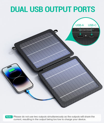 BLAVOR with USB-C and USB-A ports enabling simultaneous charging of phone and tablet.